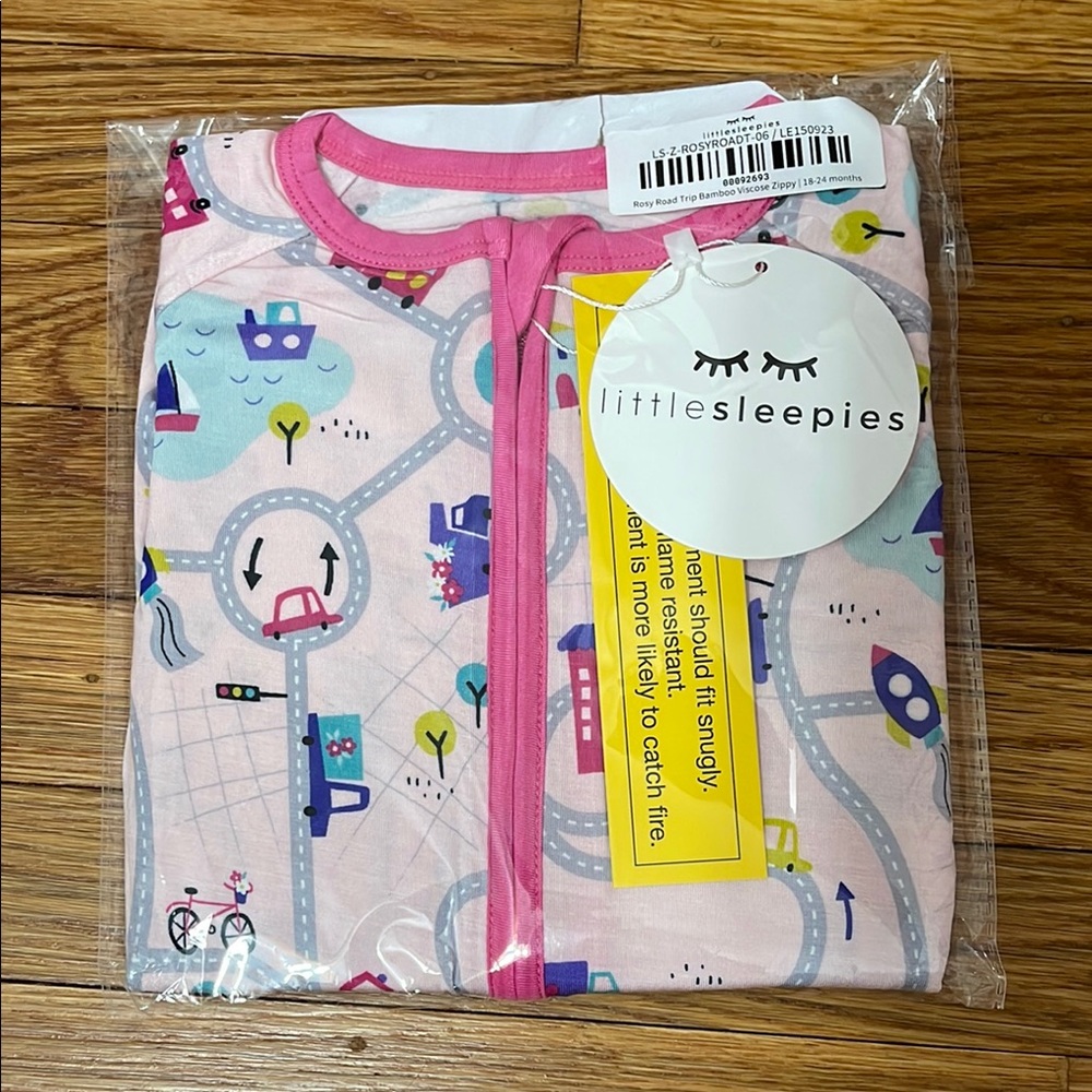 Little Sleepies Rosy Road Trip Pink Zippy